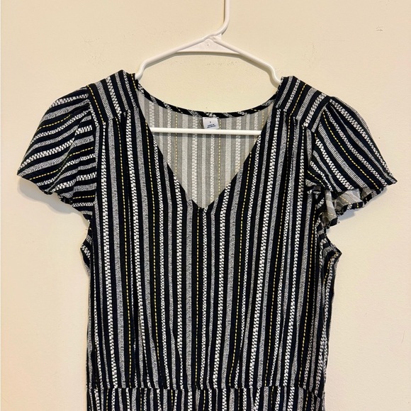 2/$15 Old Navy - Black, White & Yellow Striped Mini Short Sleeve Dress - Picture 3 of 7